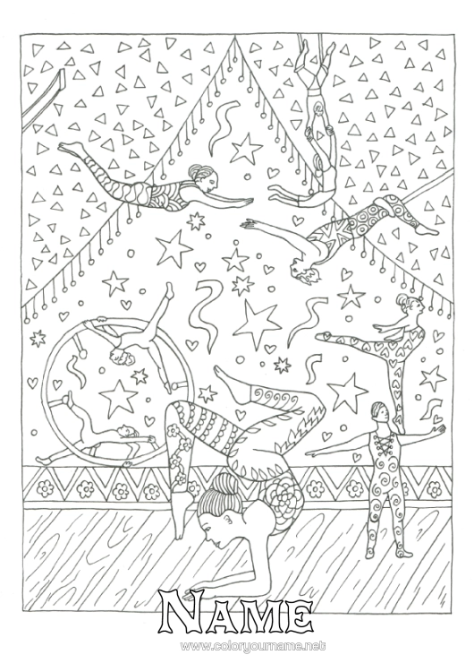 Colouring page to print Sport Complex Colouring Pages Artistic Sports Circus Trapeze Artist