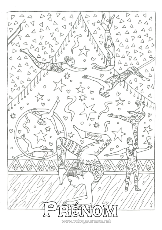 Coloriage à imprimer Coloriages Complexes Sports Artistiques Cirque Trapéziste