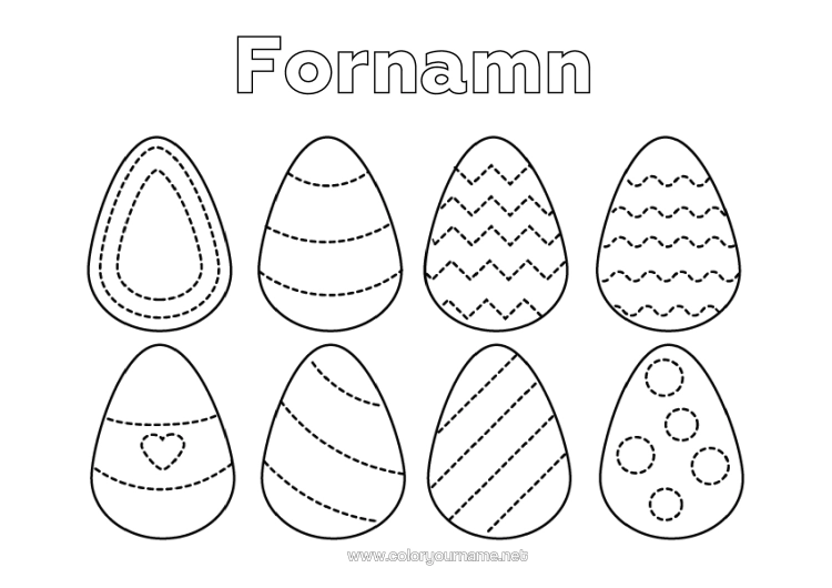 Färgläggningssida att skriva ut Påskägg Lätta Målarbilder