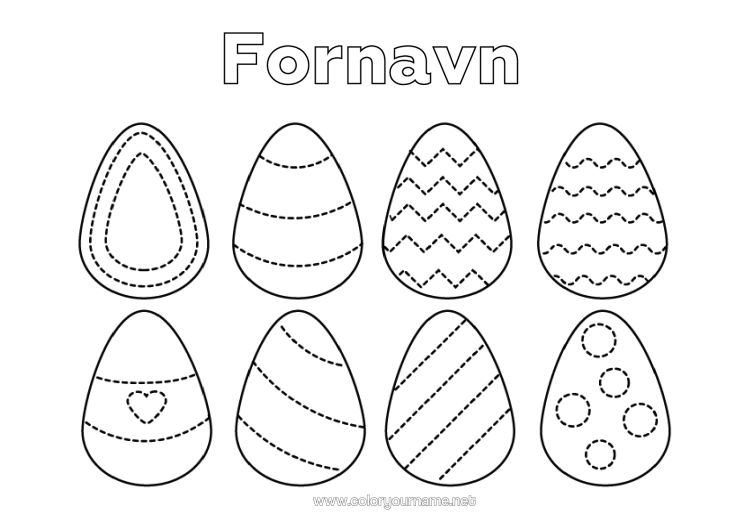 Farvelægningssiden til udskrivning Påskeæg Nem Farvelægning