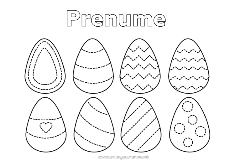 Pagină de colorat de imprimat Ouă De Paște Desene De Colorat Ușoare
