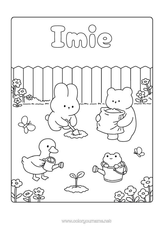 Kolorowanka do wydruku Uroczy Zając Zwierzę Ptaki I Latające Ssaki Zwierzęta Leśne Podlewnica Gęś Ogród Ogrodnictwo