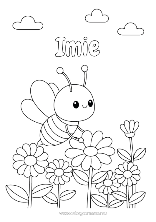 Kolorowanka do wydruku Kwiaty Pszczoła Owady