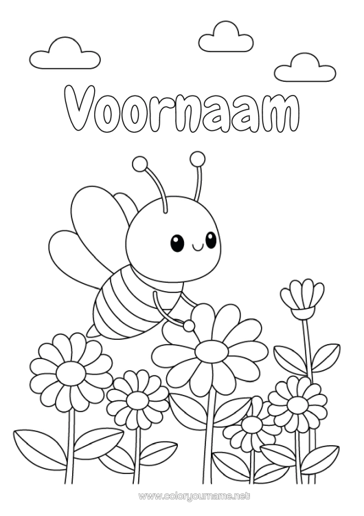 Kleurplaat om af te drukken Bloemen Bij Insecten