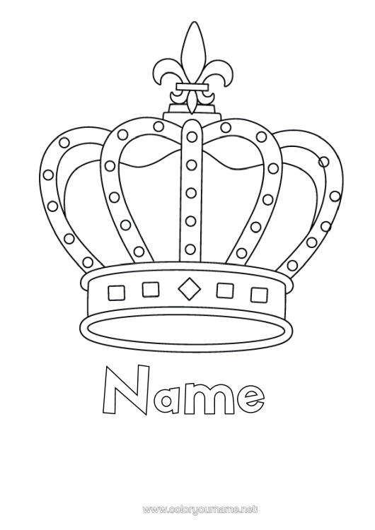 Colouring page to print Princess Crown Epiphany Jewel Easy Colouring Pages King