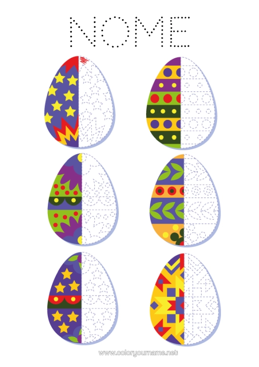 Página de desenho para imprimir Ovos De Páscoa Páscoa Desenhos Para Colorir Fáceis Rastreie E Pinte Colorir Com Modelo