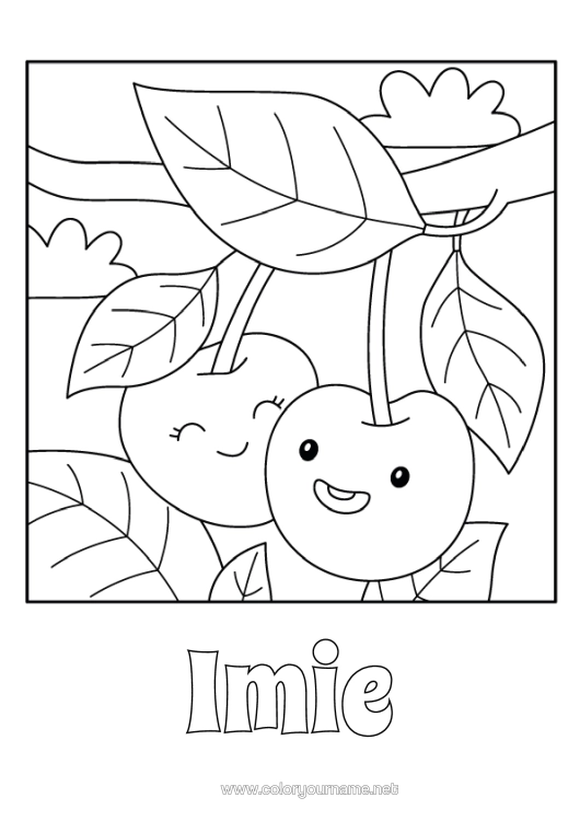 Kolorowanka do wydruku Uroczy Wiśnia Owoce