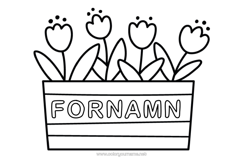 Färgläggningssida att skriva ut Tulpan Lätta Målarbilder