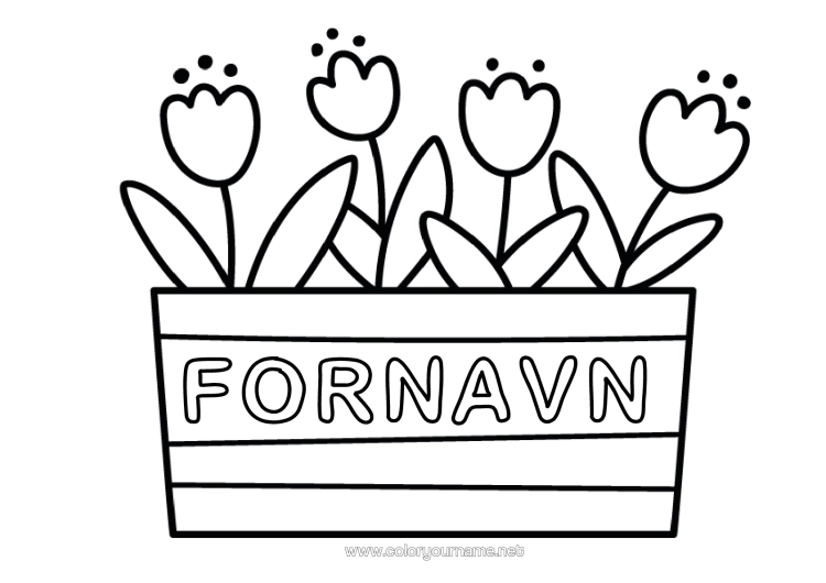 Farvelægningssiden til udskrivning Tulipan Nem Farvelægning