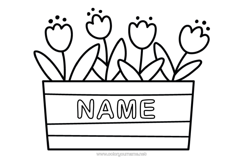 Colouring page to print Flowers Tulip Easy Colouring Pages