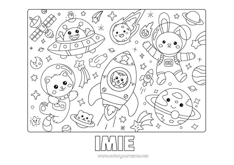 Kolorowanka do wydruku Uroczy Rakieta Zając Przestrzeń Ekstraterrestrialny Planety I Układ Słoneczny Zwierzęta Leśne Astronauta Astronomia Pojazdy Powietrzne Zawody Eksploracyjne
