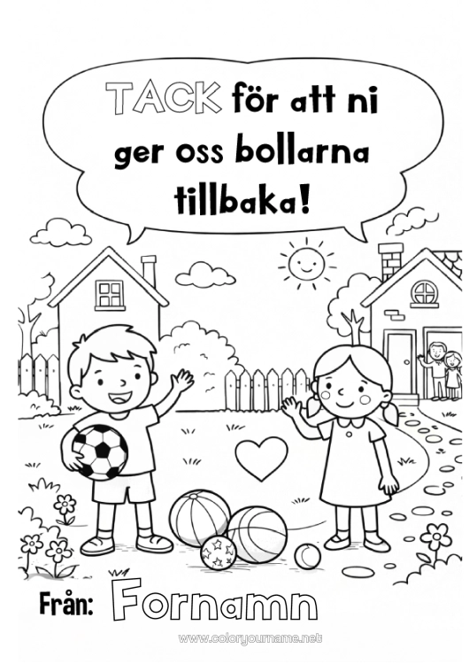 Färgläggningssida att skriva ut Ballonger Tack Grannar