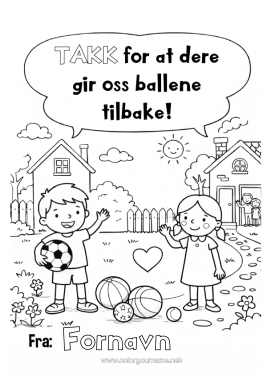 Fargeleggingssiden til utskrift Ballonger Takk Naboer