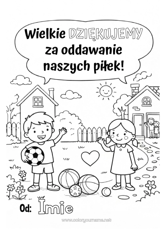Kolorowanka do wydruku Balony Dziękuję Sąsiedzi