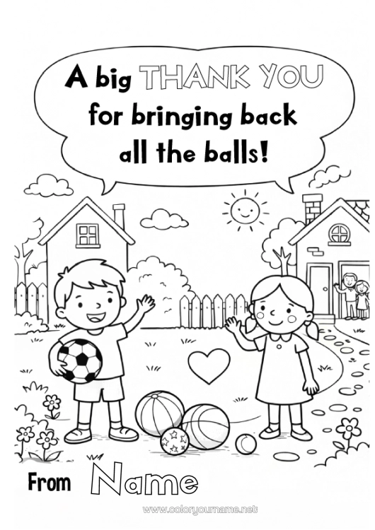Colouring page to print Balloons Thank You. Neighbours
