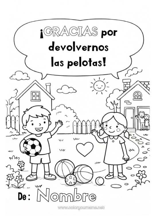 Dibujo para colorear para imprimir Globos Gracias Vecinos