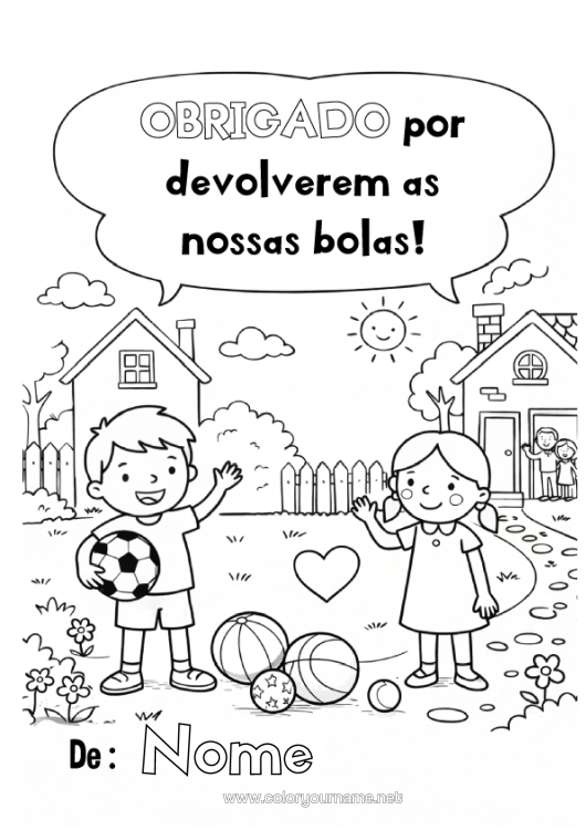 Página de desenho para imprimir Bolas Obrigado Vizinhos