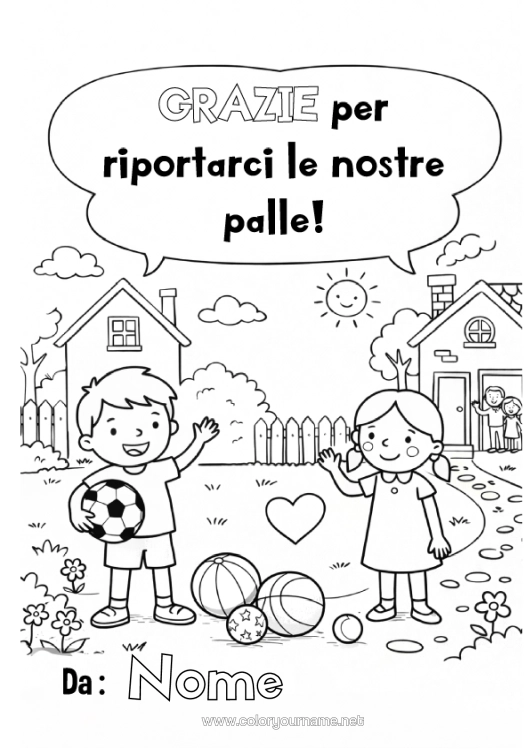 Pagina da colorare da stampare Palloncini Grazie I Vicini