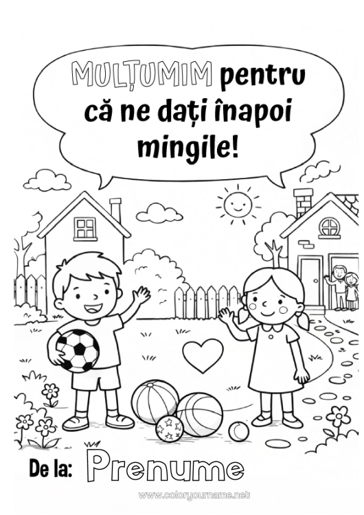 Pagină de colorat de imprimat Baloane Mulțumesc Vecini