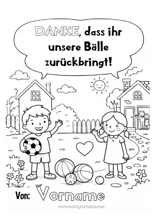 Malvorlage zum Ausdrucken Luftballons Danke Die Nachbarn