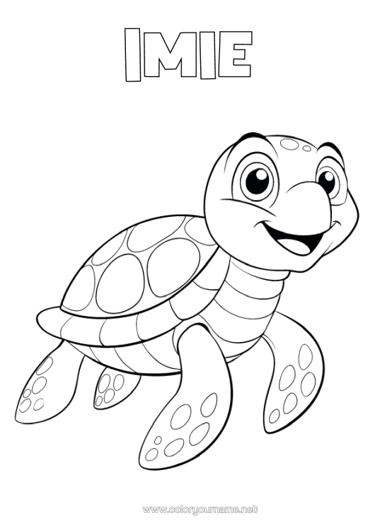 Kolorowanka do wydruku Żółw Zwierzęta Morskie Lub Wodne Gady Kreskówka Żółw Morski