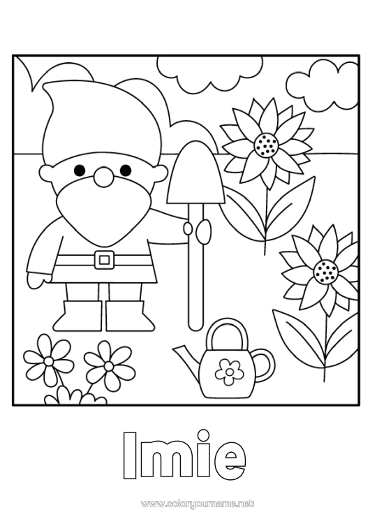 Kolorowanka do wydruku Słonecznik Podlewnica Ogrodnictwo Krasnal Ogrodowy