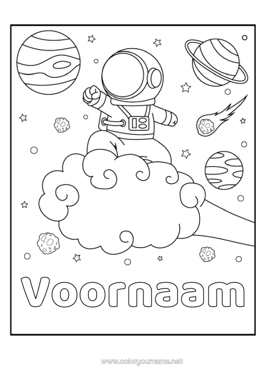 Kleurplaat om af te drukken Ruimte Planeten En Zonnestelsel Maan Astronaut Astronomie Verkenningsberoepen Wolk