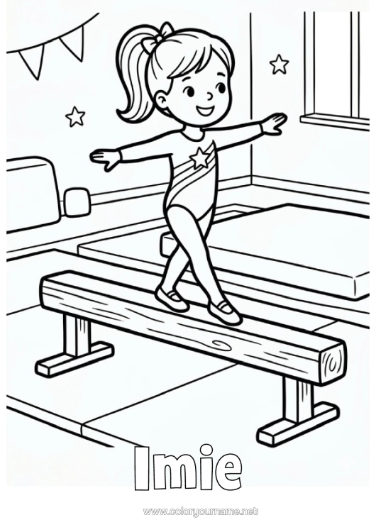 Kolorowanka do wydruku Dziewczyna Gimnastyka Sporty Artystyczne