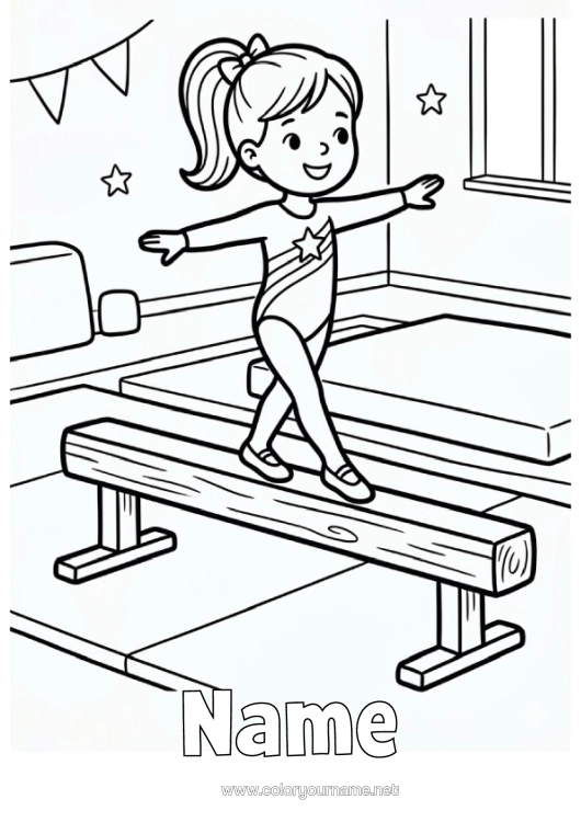 Coloring page to print Girl Gymnastic Artistic Sports