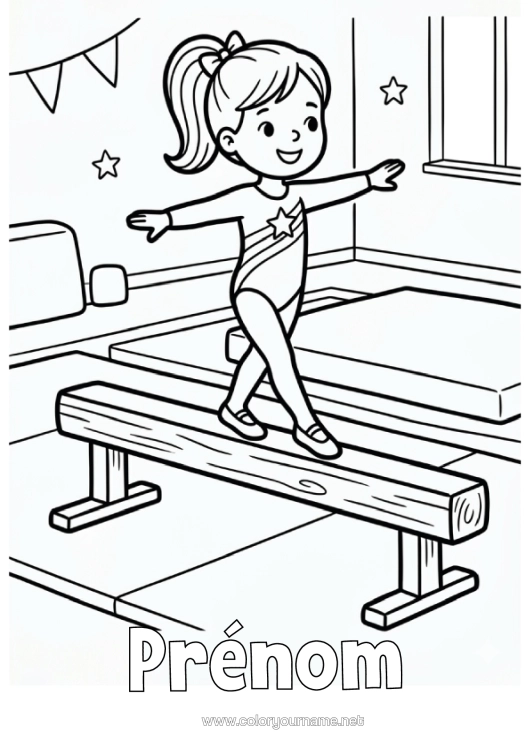 Coloriage à imprimer Fille Gymnastique Sports Artistiques