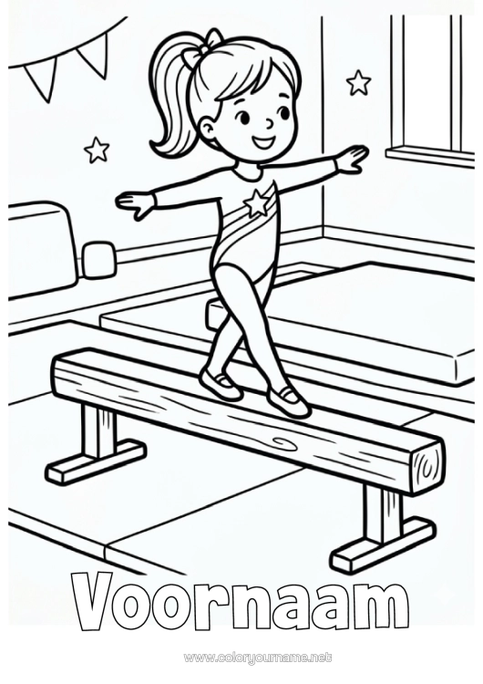 Kleurplaat om af te drukken Meisje Gymnastiek Artistieke Sporten