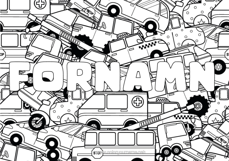 Färgläggningssida att skriva ut Lastbil Fordon Bil Komplexa Målarbilder Lastbilar Och Nyttofordon Bilar, Skåpbilar Och Husbilar Dekorativ Bakgrund