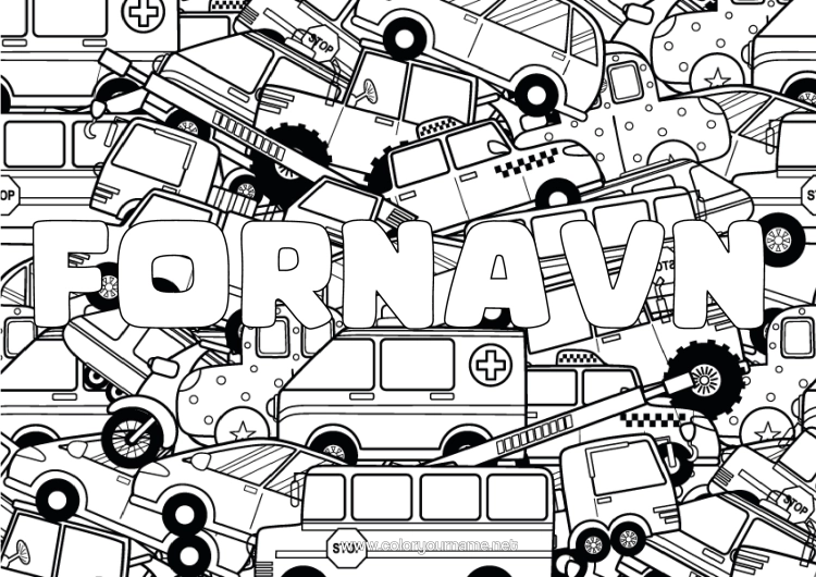 Fargeleggingssiden til utskrift Lastebil Kjøretøy Bil Komplekse Fargelegginger Lastebiler Og Nyttekjøretøy Biler, Varebiler Og Campingbiler Dekorativ Bakgrunn