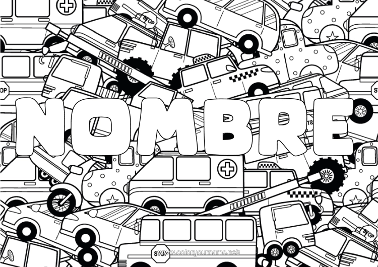 Dibujo para colorear para imprimir Camión Vehículos Coches Dibujos Complejos Para Colorear Camiones Y Vehículos Utilitarios Automóviles, Furgonetas Y Autocaravanas Fondo Decorativo