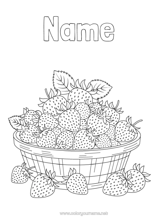 Colouring page to print Fruit Strawberry Realistic