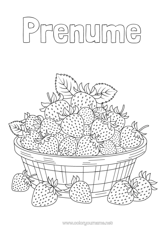 Pagină de colorat de imprimat Fructe Căpșună Realist