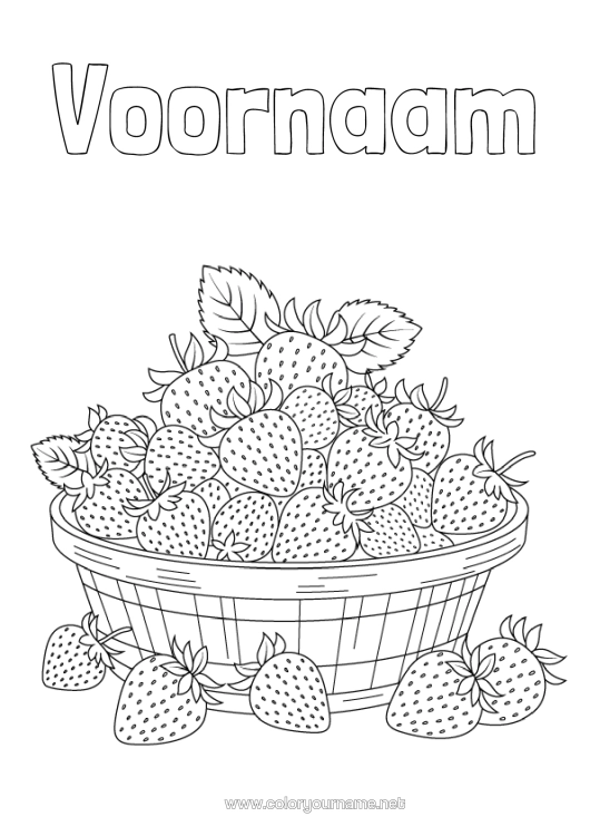 Kleurplaat om af te drukken Fruit Aardbei Realistisch