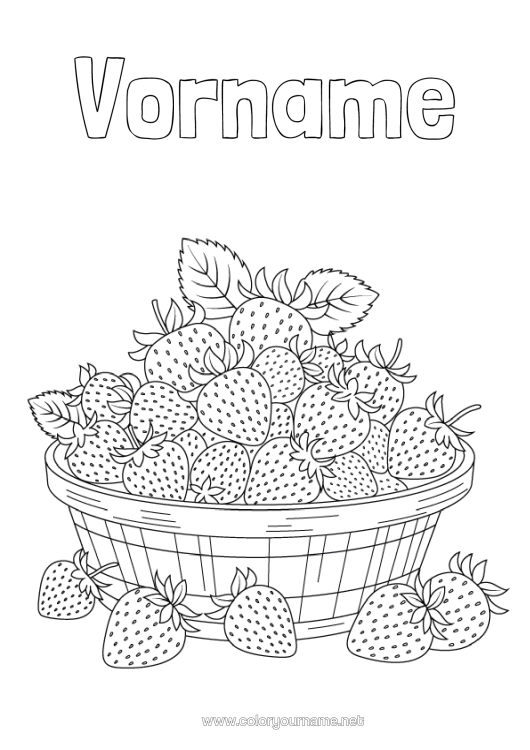 Malvorlage zum Ausdrucken Früchte Erdbeere Realistisch