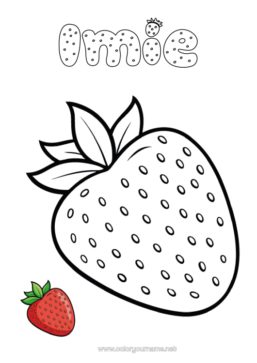 Kolorowanka do wydruku Owoce Łatwe Kolorowanki Truskawka Kolorowanie Z Wzorem Realistyczny