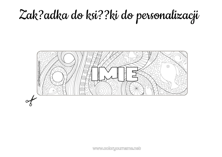 Kolorowanka do wydruku Lato Ryba Zakładka Do Książki Zentangle Zwierzęta Morskie Lub Wodne