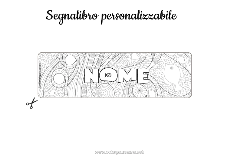 Pagina da colorare da stampare Estate Pesce Segnalibro Zentangle Animali Marini O Acquatici
