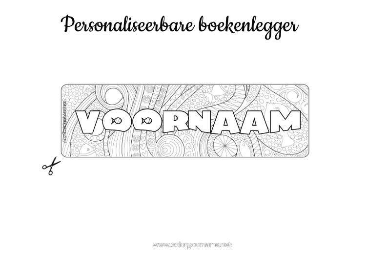 Kleurplaat om af te drukken Zomer Vis Bladwijzer Zentangle Zeedieren