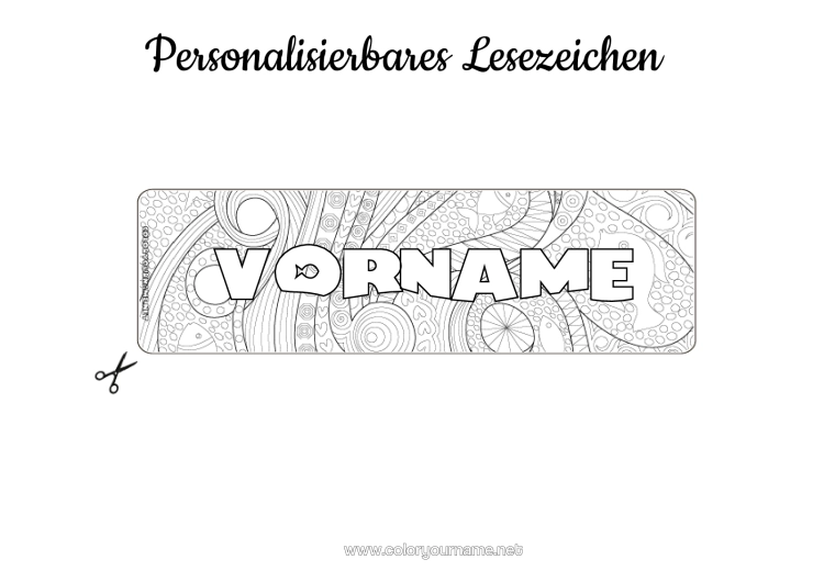 Malvorlage zum Ausdrucken Sommer Fisch Lesezeichen Zentangle Meeres- Oder Wasserlebewesen