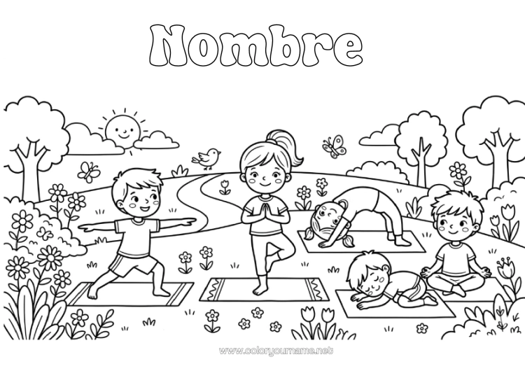 Dibujo para colorear para imprimir Calma Y Zen Sport Chica Chico Niño Deportes Artísticos Yoga