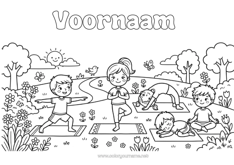 Kleurplaat om af te drukken Rustig En Zen Sport Meisje Jongen Kind Artistieke Sporten Yoga