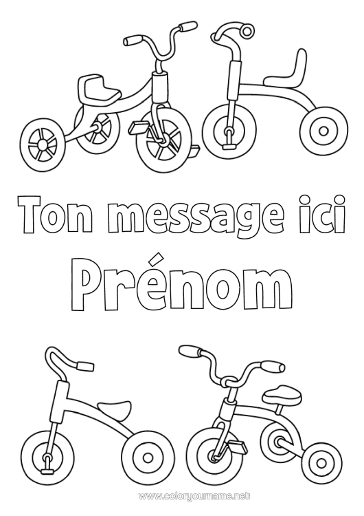 Coloriage à imprimer Vélo Véhicules À Deux Roues Jeux De Plein Air Tricycle