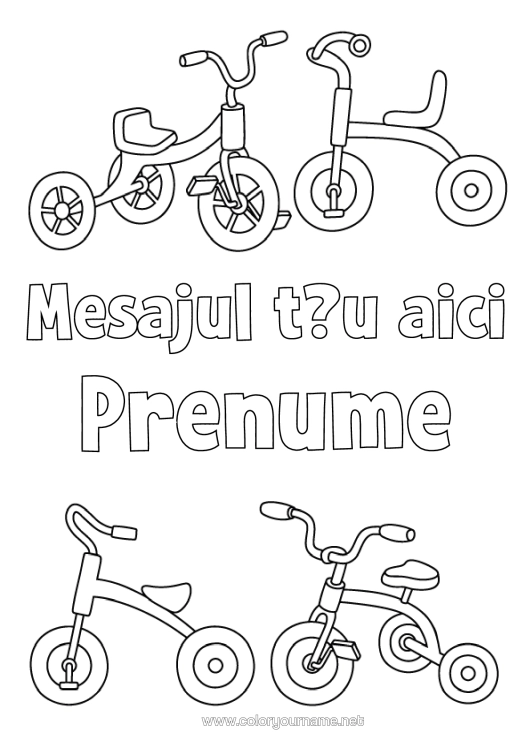 Pagină de colorat de imprimat Bicicletă Vehicule Cu Două Roți Jocuri În Aer Liber Triciclu