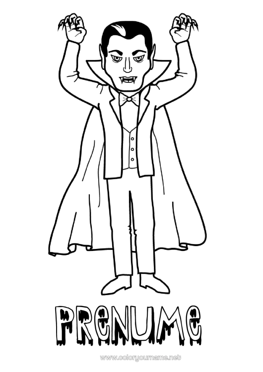 Pagină de colorat de imprimat Vampir Halloween