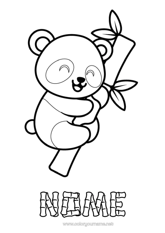 Página de desenho para imprimir Fofo Kawaii Panda Desenhos Para Colorir Fáceis Outros Animais Do Mundo Bambu