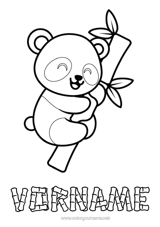 Malvorlage zum Ausdrucken Niedlich Kawaii Panda Einfache Ausmalbilder Andere Tiere Der Welt Bambus